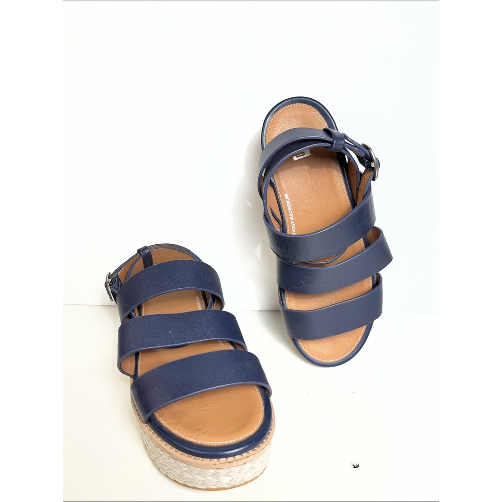 FitFlop blue Leather platforms Espadrille Wedge Sandals Size 8